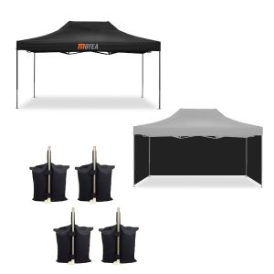 Pavillion 3x4,5m foldable Tourtecs for the racetrack MOTEA + 4 Pavillon walls foldable for Racing tent 3x4,5m + 4x Pavilion Weights PG4 Black