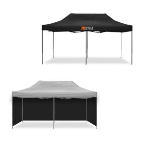 2x Pavillion 3x6m foldable Tourtecs for the racetrack MOTEA black + 4 Pavillon walls foldable for Racing tent 3x6m black