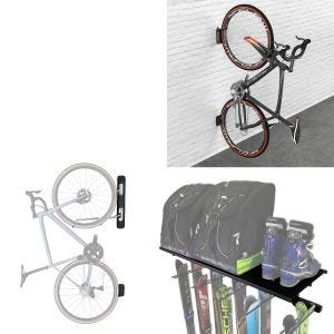 Ski holder wall Divit ski holder device strip ME85 black + Bike Swivel Wall Mount ME84 + Bicycle wall mount vertical FH1