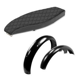 Flat seat fits for Simson S50 S51 S70 Craftride VS2 black + Mudguard front + rear
