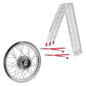 Set: Loading ramp up to 340 kg ConStands Alu-I foldable + rim 2.15x16 wide suitable for Simson S51 S50 S70 Schwalbe KR51 AF25