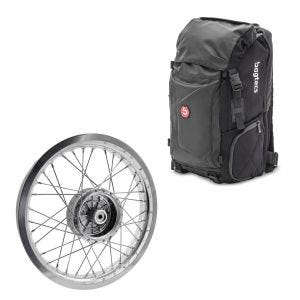 Set: Backpack Bagtecs HX5 tail bag 45Ltr with helmet holder + rim 2.15x16 wide suitable for Simson S51 S50 S70 Schwalbe KR51 AF25