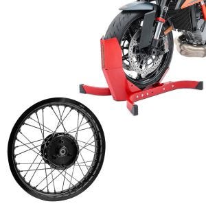 Set: Motorcycle rocker ConStands Easy-Plus motorcycle stand up to 21 inches red + rim 1.85x16 wide suitable for Simson S51 S50 S70 Schwalbe KR51 AF21 black