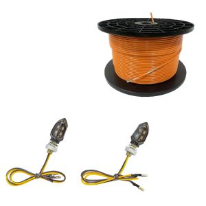 Set: 300m boundary cable for robotic lawnmowers Ø4.0mm Extra Strong + LED indicator KP8 with E-mark 2 pieces front-rear tinted