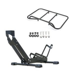 Set: Bicycle stand freestanding Cranit TS1 bike holder 26 to 29" tires black + luggage rack Vario top case suitable for BMW R 1200 / 1250 GS 04-23