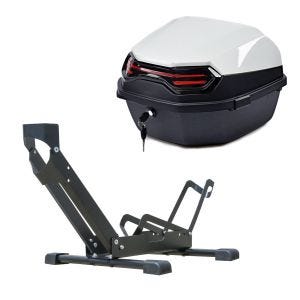 Set: Bicycle stand freestanding Cranit TS1 bike holder 26 to 29" tires black + Topcase BT11 45 L rear white