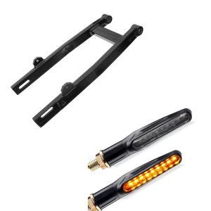 Set: Tuning box swing arm suitable for Simson S51 S50 S53 S70 S83 reinforced + running light indicator KP6 LED indicator with E-mark 2 pieces