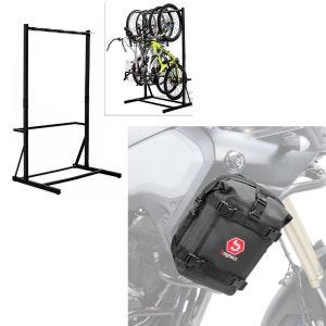 Set: Freestanding bike rack for 5 bikes StahlRI98 + crash bar bag K3 6L
