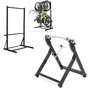 Set: Freestanding bike rack for 5 bikes StahlRI98 + balancing stand WU-2 balancing device black