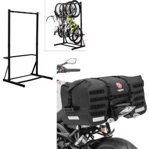 Set: Freestanding bike rack for 5 bikes StahlRI98 + rear bag SX70 70Ltr in black