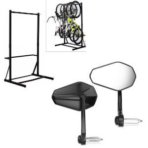 Set: Freestanding bike rack for 5 bikes StahlRI98 + Handlebar end mirror with E-mark Rear view mirror pair SP6