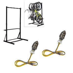 Set: Free-standing bicycle stand for 5 bicycles StahlRI98 + LED indicator KP8 with E-mark 2 pieces front-rear tinted