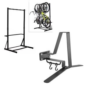 Set: Bicycle stand freestanding for 5 bicycles StahlRI98 + Wardrobe XGP WH2 wall mount helmet holder black