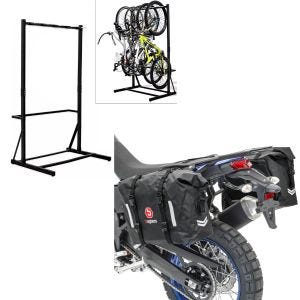 Set: Bicycle stand freestanding for 5 bikes StahlRI98 + saddle bags WP8 2x30L roll closure side bag