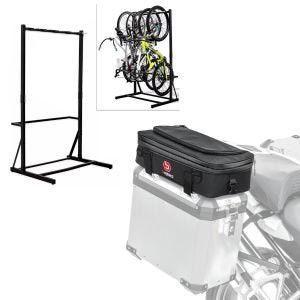 Set: Freestanding bike rack for 5 bikes StahlRI98 + additional bag suitable for BMW aluminum case BF2 case