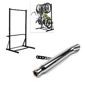 Set: Bicycle stand freestanding for 5 bikes StahlRI98 + Craftride rear silencer Caferacer Turn Out chrome