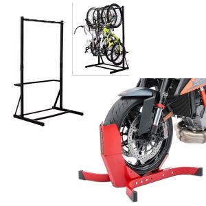 Set: Bicycle stand freestanding for 5 bicycles StahlRI98 + Motorcycle rocker Easy-Plus red