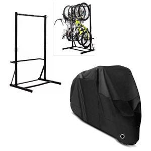 Set: Freestanding bike rack for 5 bikes StahlRI98 + tarpaulin XL cover in black