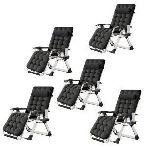 Set of 5 folding garden chairs Divit SR11 deck chairs sun loungers with metal cushion black