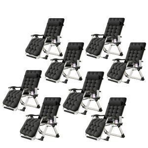 Set of 8 folding garden chairs Divit SR11 deck chairs sun loungers with metal cushion black