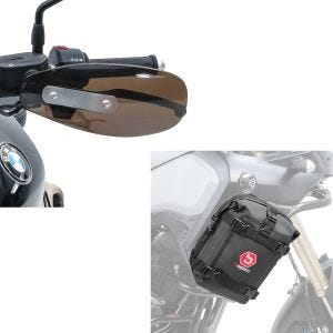 Set: Handguards Universal Tourtecs HP Handlebar Guards dark smoke + Crashbar Bag K3 for engine guard waterproof bag 6Ltr in 