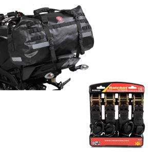 Set: Hecktasche Drybag XB50 Wasserdicht Volumen 50l + Spanngurt Set Ratsche mit 4x Zurrschlaufe schwarz_1