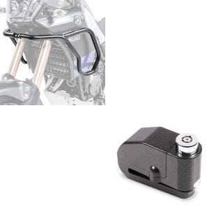 Set: Fairing Crash bar upper part compatible with Yamaha Tenere 700 19-24 engine guard + Alarm Brake Disc Lock 110dB BS-Motoparts Theft protection