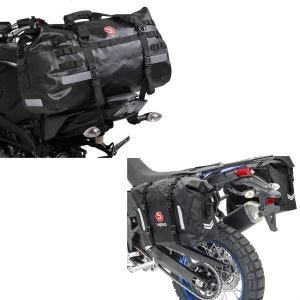 Set: Satteltaschen Wasserdicht WP8 2x30L Rollverschluss Seitentasche + Hecktasche Drybag XB50 Wasserdicht Volumen 50l_1