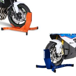 Set: Wheel Chock Easy-Plus Front Stand up to 21 Inch orange + Wheel Chock Easy-Plus Front Stand up to 21 Inch blue