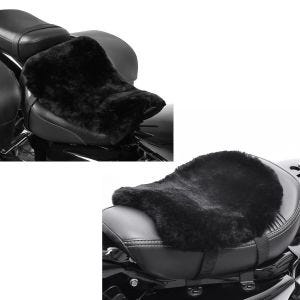 Set: Sitzkissen Lammfell Tourtecs Sitzbezug 46x30 cm in schwarz + Lammfell Sitzkissen Tourtecs CA910 31 X 27cm_1