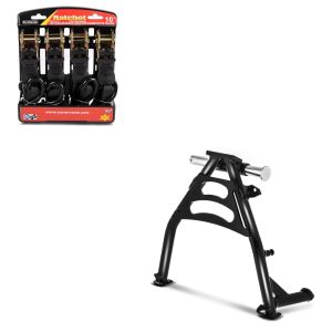 Set: Centre Stand compatible with Honda Transalp XL 650 V 00-06 Center Stand + Straps Set with ratchet and hooks incl 4x load loops in 
