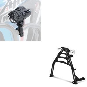 Set: Centre Stand compatible with Honda Transalp XL 650 V 00-06 Center Stand + LED Auxiliary Spot Light Set w. crash bar brackets S22X