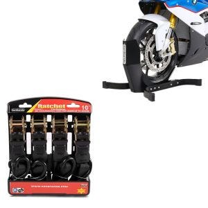 Set: Wippe Easy-Plus ständer bis 21 Zoll schwarz-matt + Spanngurt Set Ratsche mit 4x Zurrschlaufe schwarz_1