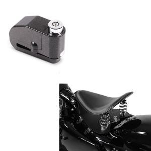 Set: Bobber Seat with bracket base in + Alarm Brake Disc Lock 110dB BS-Motoparts Theft protection