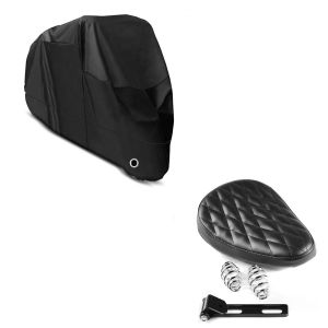 Set: Solo Seat Diamond Contoured 2 with springs for Custombikes in + Cover XL Outdoor tarpaulin in 