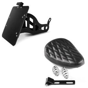 Set: Bobber Schwingsattel DC2 2 mit Federn + Seitlicher Kennzeichenhalter für Yamaha XV 535/ 1100 Virago_1