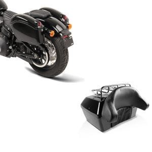 Set: Topcase Missouri 43Ltr for Chopper lockable + Hard Saddlebags Nebraska 12Ltr Chopper Sidecases Pair 