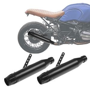 2x Craftride Auspuff Forte Endschalldämpfer Slip-On Caferacer schwarz Spar-Set_1