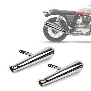 2x Craftride Endschalldämpfer Royal Enfield Interceptor 650 Caferacer Cone chrom Spar-Set_1