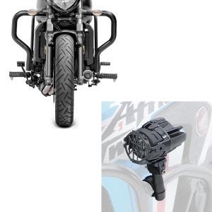 Set: Engine Guard compatible with Kawasaki Vulcan S/Cafe 15-24 Highway crash bar + LED Auxiliary Spot Light Set w. crash bar brackets S22X
