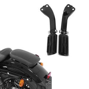 Set: Sozius Fussrasten Set mit Halter für Harley Dyna Street Bob 06-17 + Sozius Sitzpad Saugnapf Glider X für Custombikes in schwarz_1