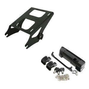 Set: Topcase Träger Doppelsitzbank für Harley Touring 14-21 schwarz + Scharniere und Verschluss für Harley- Tour Pak Topcase 14-21 schwarz_1
