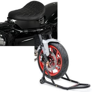 Set: Solo Rider Spring Seat with Base Plate SG11 + paddock stand Front