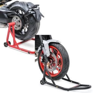Set: Einarmständer Ducati Hypermotard 950 / SP 19-21 Montageständer Single + Montageständer Vorderrad mit gummierten Aufnahmen Motorradheber vorne_1