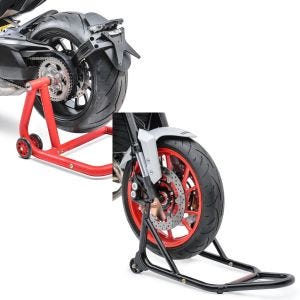 Set: swing arm paddock stand compatible with Ducati Hypermotard 950/SP 19-24 -One red + paddock stand Front
