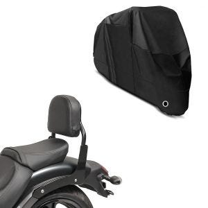 Set: Sissy bar XS3 compatible with Kawasaki Vulcan S/Café 15-24 + Cover XL Outdoor tarpaulin in 