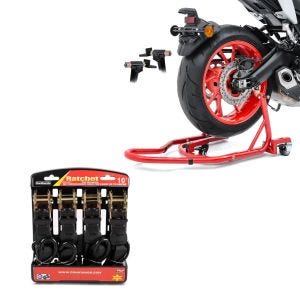 Set: Dolly Rear Paddock Stand Mover II Universal + Straps Set with ratchet and hooks incl 4x load loops in 