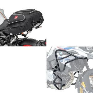 Set: Engine Guard XL Set compatible with BMW F 850 GS/F 750 GS 18-23 crash bars + Tail Bag X50 Rear seat bag 50Ltr in