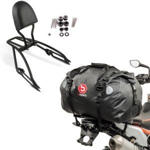 Set: Sissybar Harley Street 750 15-20 Fast Driver-S inkl. Gepäckträger + Hecktasche Drybag XF60 Wasserdicht Volumen 60l_1