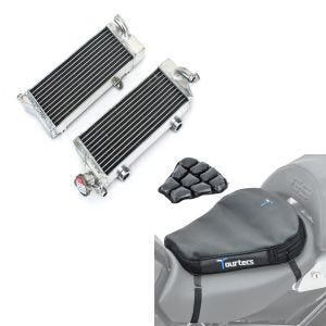 Set: Kühler Radiator für KTM EXC 125 / 200 / 250 / 300 2-Takt 2008-2015 + Luftkissen Air Deluxe M Komfort Sitzkissen in schwarz_1